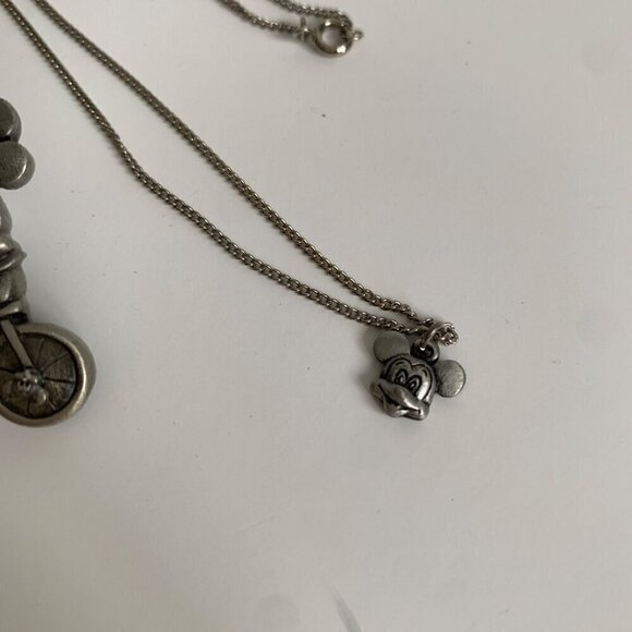 Vintage Mickey Mouse Pewter Necklace Earrings Brooch Pin Set - Picture 2 of 6